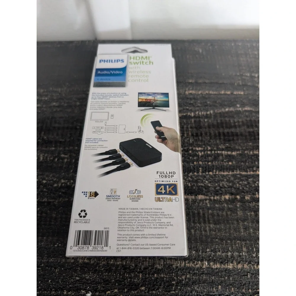 NEW Philips 4 Port HDMI Switch‎ Elite 4K Ultra HD W/Remote +2 HDMI